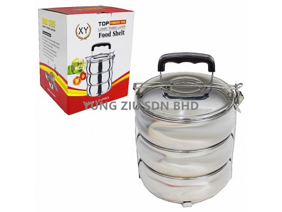 (DRUM SHAPE) 16CM 3-LAYER STAINLESS STEEL DRUM SHAPE LUNCH BOX(XY)